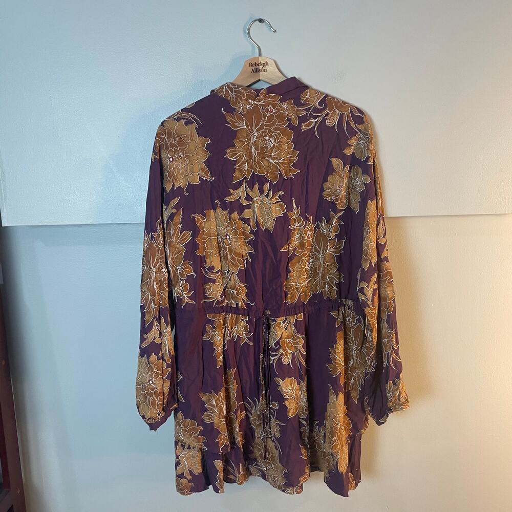 Free People Shake It Floral Printed Mini Dress Berry Combo Sz Small Boho EUC - Picture 9 of 11